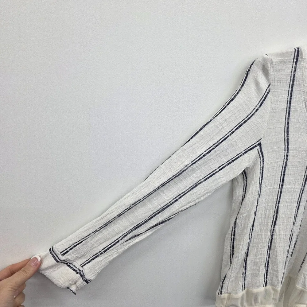 Free People Intimately Womens S Bodysuit Lace Up Striped Long Sleeve Boho Casual